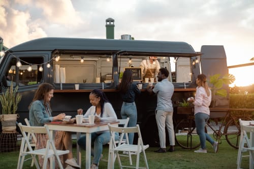Food truck implementing product bundling strategies for mobile business type.